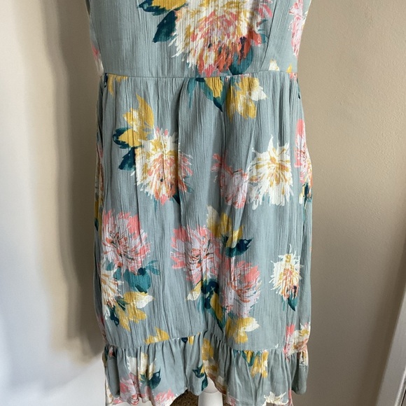 O'Neill Jasmine Powder Blue Floral Beach Mini Dress L Large Strappy Lined Rare - Picture 6 of 11